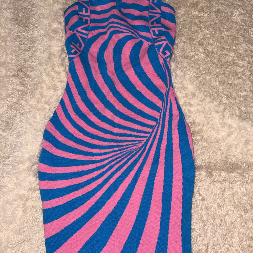 Stylish Pink and Blue Swirl Dress